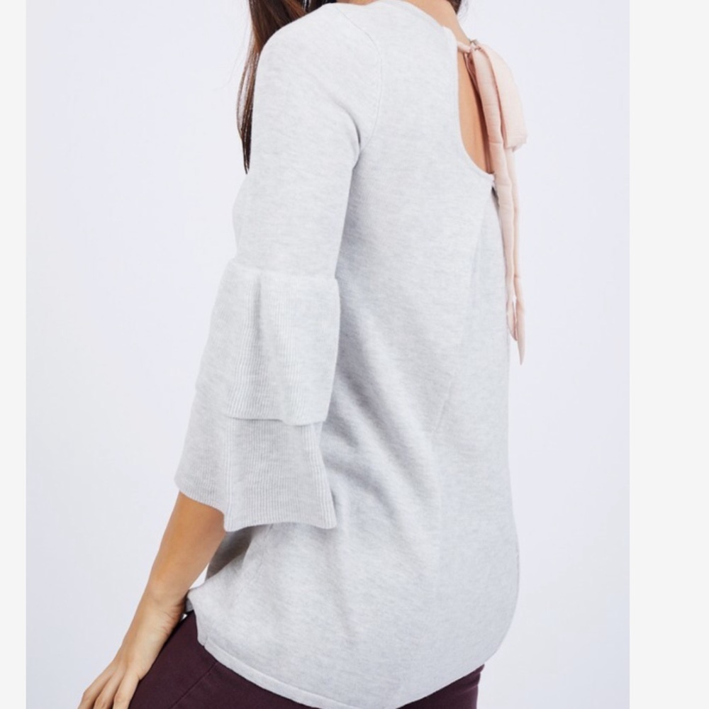 Octavia Ruffle Sleeve Sweater with tie back